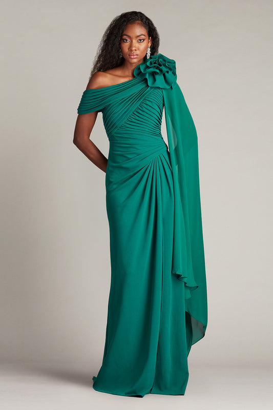 Off Shoulder Gown with Cape-Sleeve