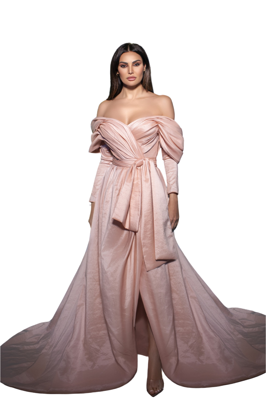 Off-Shoulder Long Sleeve Gown