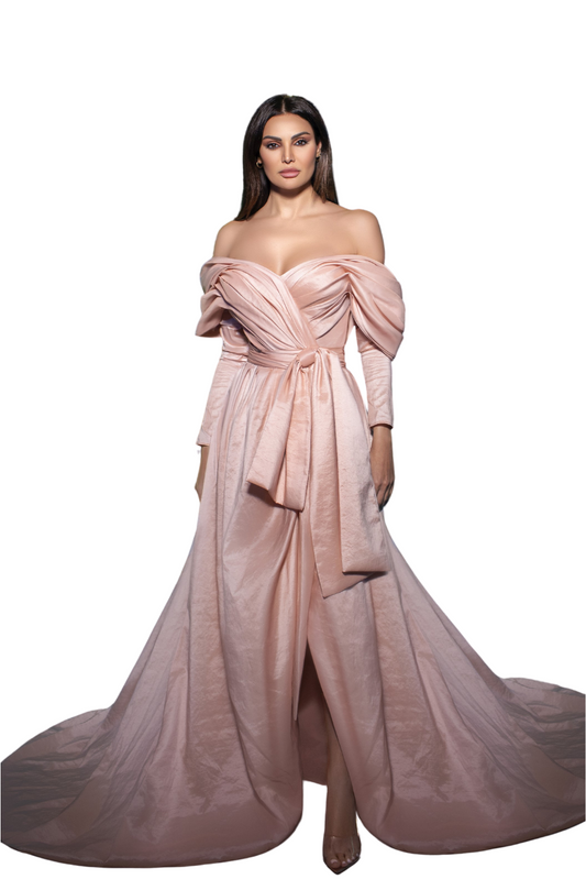 Off-Shoulder Long Sleeve Gown