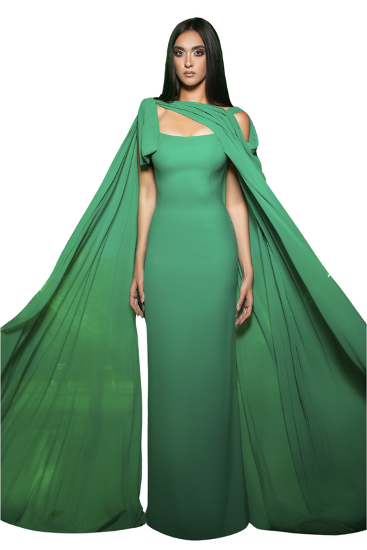 Sleeveless Long Draping Evening Gown
