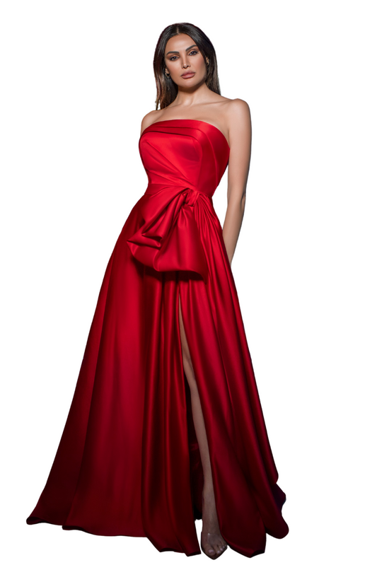 Strapless Satin Evening Dress