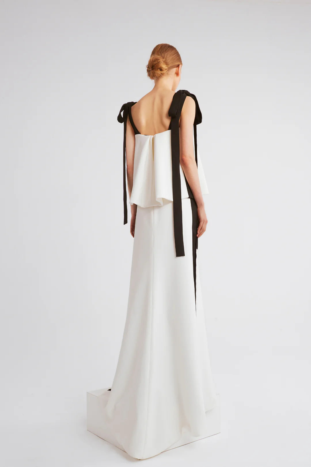 Draped Bow Shoulder Gown