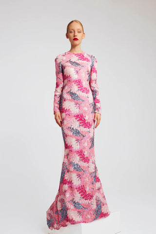 Long Sleeve Embellished Gown