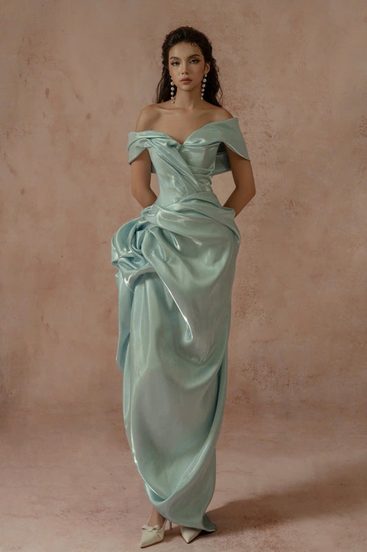 Gathered Off Shoulder Gown