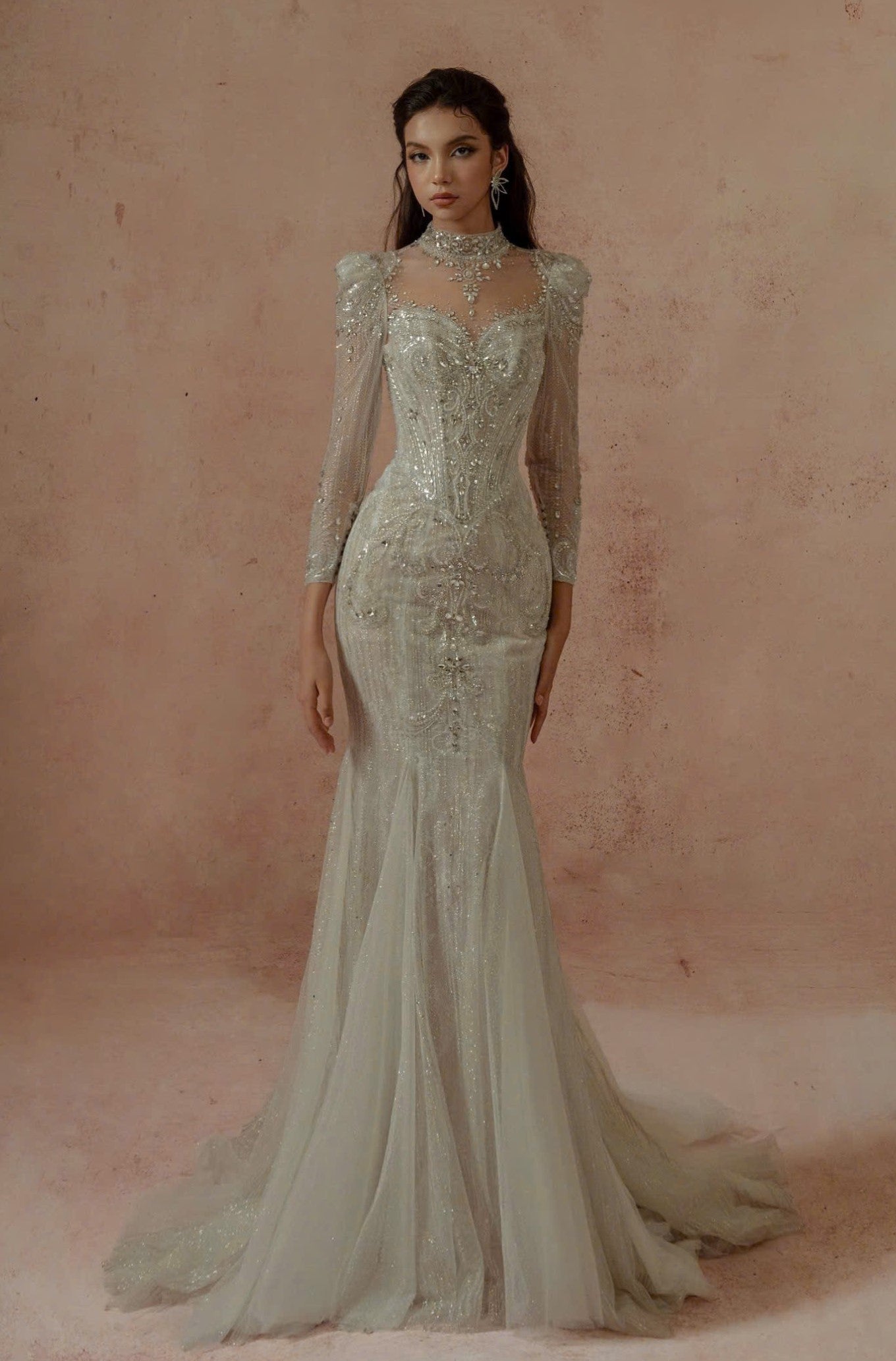 Long-Sleeved Trumpet Gown