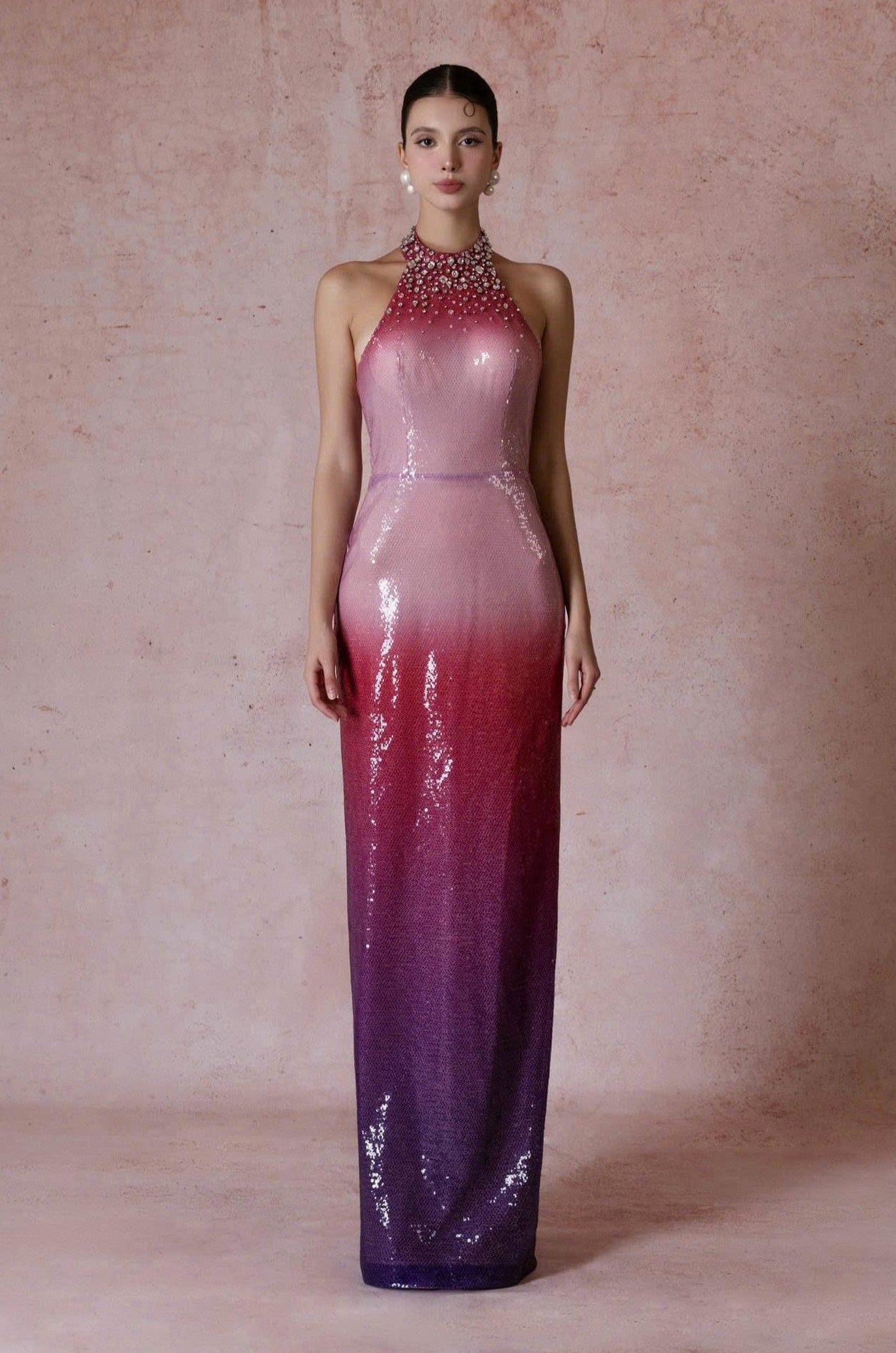 Shimmering Halter Neck Gown