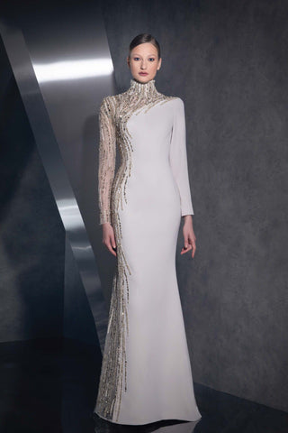 Asymmetrical High Neck Gown